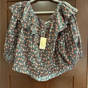 Doen Floral Paisley Ruffle Blouse size medium